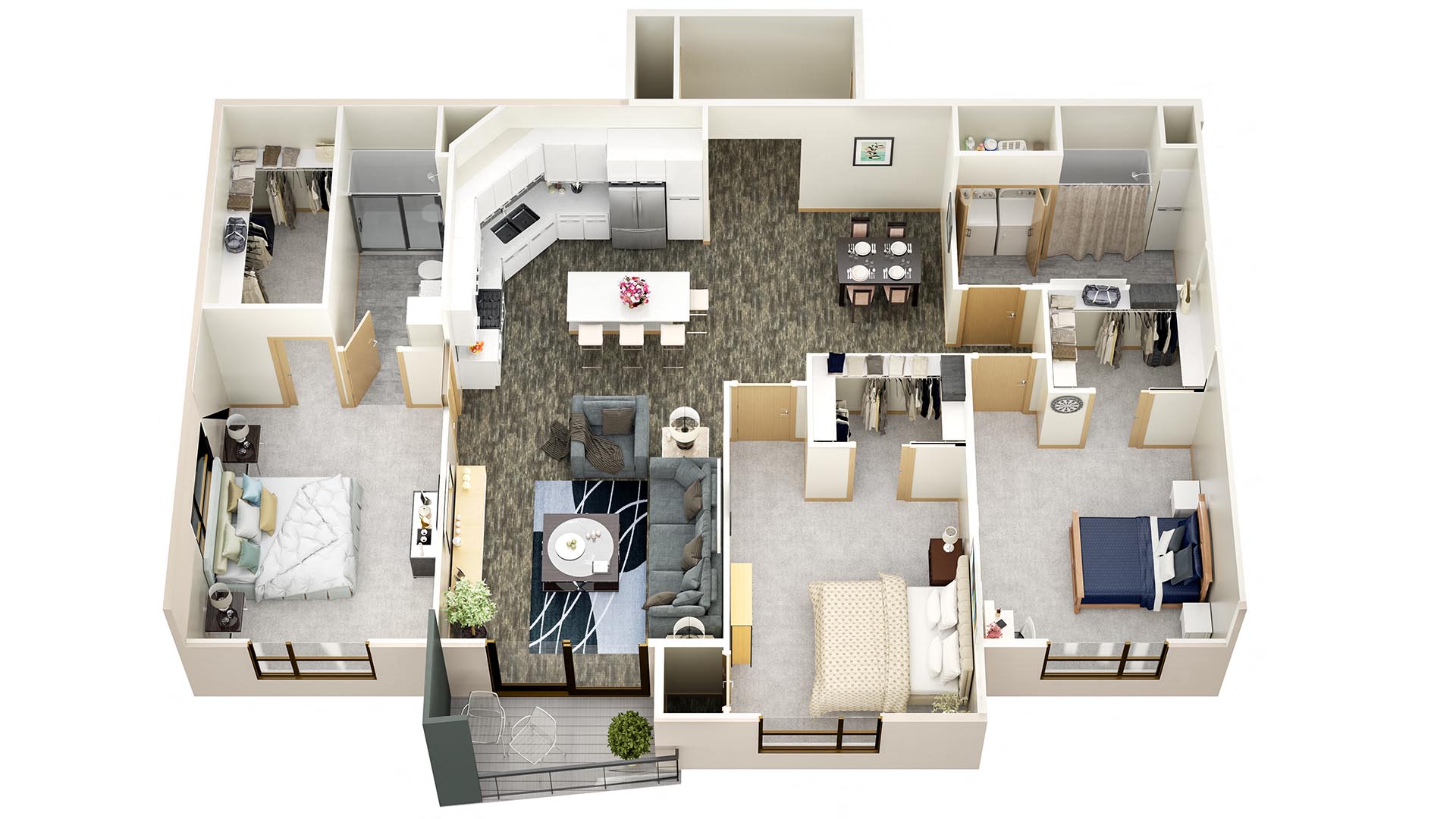 Floor plan for 3 beds, 2 baths, 1702 sqft